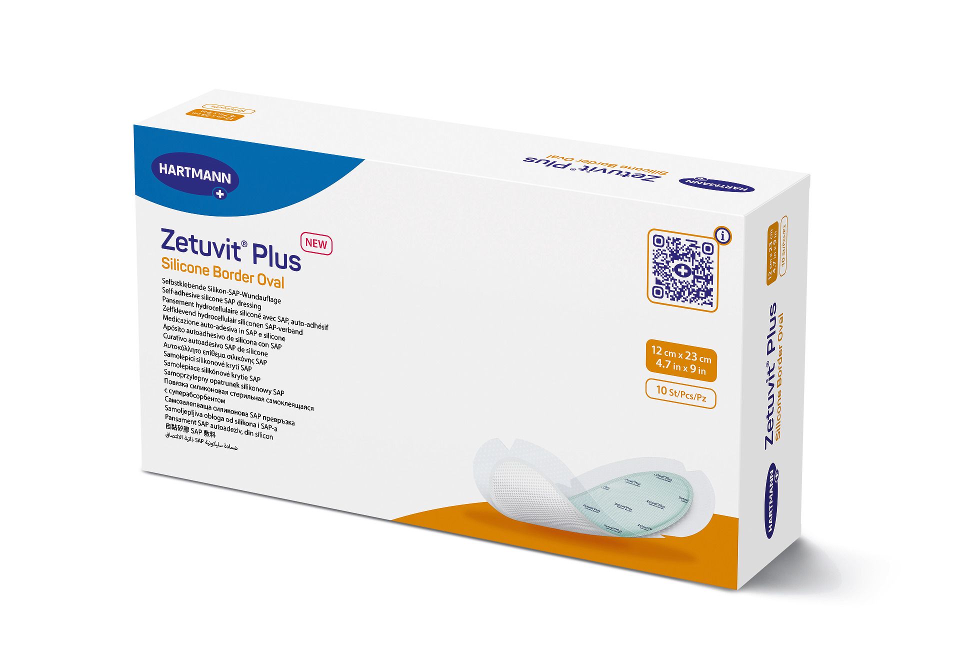 ZETUVIT Plus Silicone Border oval 12x23 cm